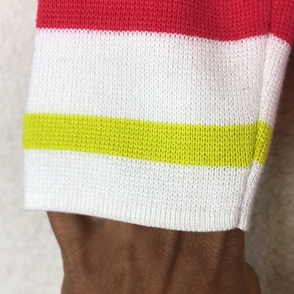 LOFT Womens Striped Shoulder Zip 3/4 Sleeve Sweater Cotton XS XSMALL - Picture 5 of 7